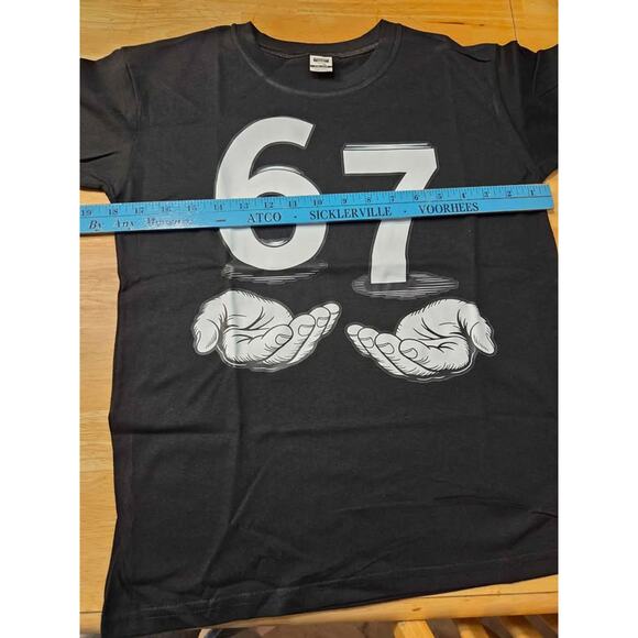 67 Graphic Hands Tee Black Unisex T-Shirt Streetwear Casual Trendy Design Small - Picture 3 of 4
